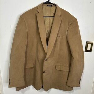 Jean Paul Germain Mens Tan Corduroy Blazer Two Button Sport Coat Tan Camel 54